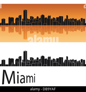 Skyline von Miami in orangem Hintergrund Stockfoto