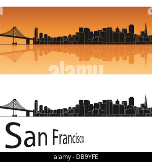 Skyline von San Francisco in orangem Hintergrund Stockfoto