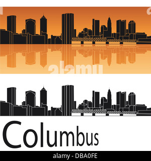 Skyline von Columbus in orangem Hintergrund Stockfoto