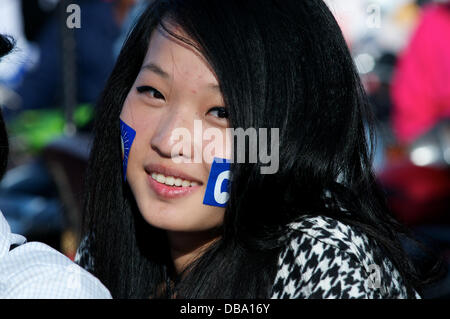 Phnom Penh, Kambodscha im Juli. 26., 2013. Sam Rainsy Unterstützer. Sam Rainsy ist seit 2009 im Exil in Frankreich. Er war eine königliche Begnadigung gewährt, des Königs von Kambodscha & am 19. Juli 2013 wieder in Kambodscha. Bildnachweis: Kraig Lieb / Alamy Live News Stockfoto