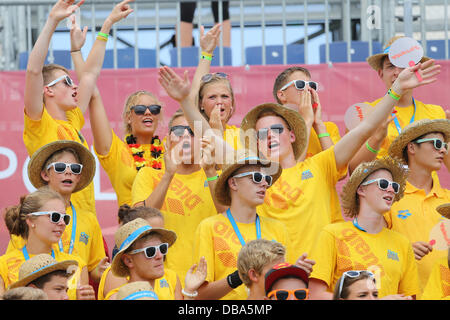 Barcelona, Spanien. 26. Juli 2013. 15. FINA-Weltmeisterschaften. Wasserball. Bild zeigt deutsche Suporters beim Spiel Deutschland gegen Rumänien am Piscina Bernat Picornell Credit: Action Plus Sport/Alamy Live News Stockfoto