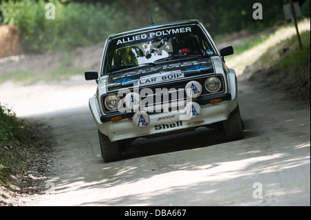 Chichester, UK - Juli 2013: Ford Escort MK2 RS1800 in Aktion auf der Rallye-Bühne auf dem Goodwood Festival of Speed, 12. Juli, 20 Stockfoto