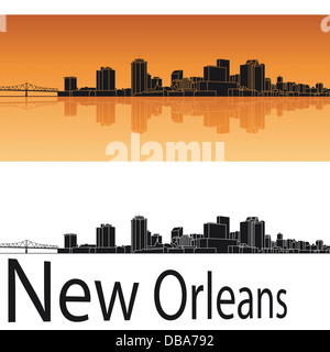 Skyline von New Orleans in orangem Hintergrund Stockfoto