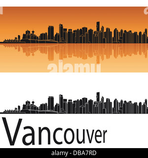 Skyline von Vancouver in orangem Hintergrund Stockfoto