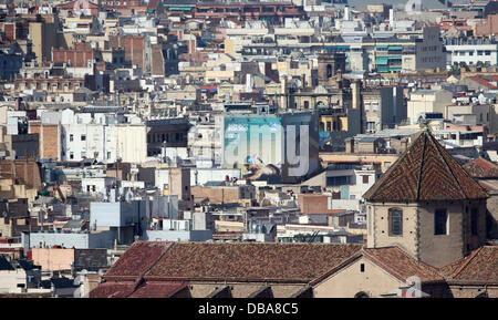 Barcelona, Spanien. 26. Juli 2013. Ein BCN 2013 Banner während der 15. FINA Swimming World Championships in Barcelona, Spanien, 26. Juli 2013 abgebildet. Foto: Friso Gentsch/Dpa/Alamy Live News Stockfoto