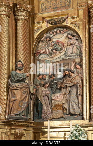 Kirche des Heiligen Michael Altarpiece des 17. Jahrhunderts, St. Peter und «Die Geburt Christi», Jerez De La Frontera, Andalusien, Spanien, Europa Stockfoto