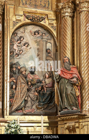 Kirche des Heiligen Michael Altarbild-17. Jahrhundert, St. Paul und «Die Anbetung der Heiligen drei Könige», Jerez De La Frontera, Spanien, Europa Stockfoto