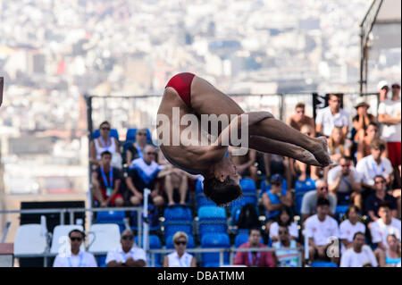 Barcelona, Spanien. 26. Juli 2013: Ukraine Illya Kvasha konkurriert in der Männer 3-Meter-Sprungbrett Finale bei den 15. FINA Weltmeisterschaften in Barcelona. Bildnachweis: Matthi/Alamy Live-Nachrichten Stockfoto