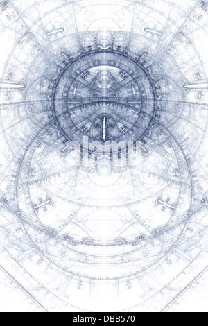 Abstrakte alte alchemistische Symbole Thema, blau auf weiß Stockfoto