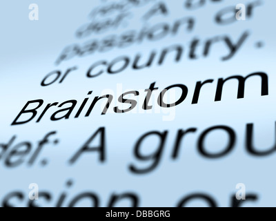 Brainstorm Definition Nahaufnahme zeigt Forschung Gedanken Stockfoto