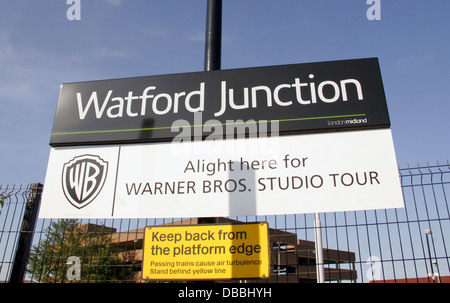 Watford Junction Station Zeichen. Watford Junction ist die Anlaufstelle für Warner Bros Studios Harry-Potter-tour Stockfoto