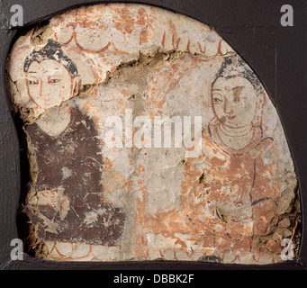 Wandmalerei-Fragmente der tausend Buddhas (Qianfo) M.73.48.143 Stockfoto