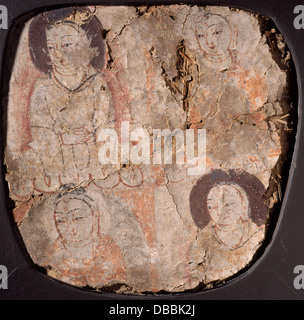 Wandmalerei-Fragmente der tausend Buddhas (Qianfo) M.73.48.144 Stockfoto