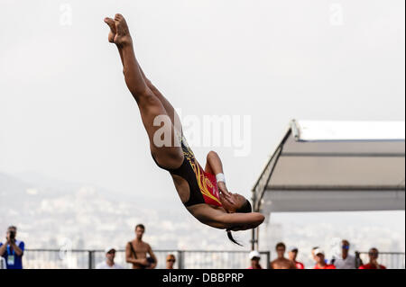 Barcelona, Spanien. 27. Juli 2013: Chinas Wang Han konkurriert der Frauen 3-Meter-Sprungbrett Finale bei den 15. FINA Weltmeisterschaften in Barcelona. Bildnachweis: Matthi/Alamy Live-Nachrichten Stockfoto