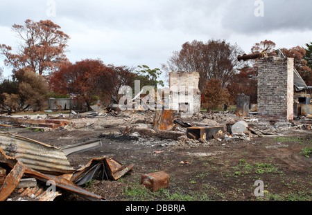 Bushfire Beschädigungen am Dunally in Tasmanien Stockfoto