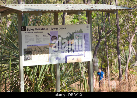 Informationen Wegweiser im Buley Rockholes in Litchfield Nationalpark, northern Territory, Australien Stockfoto