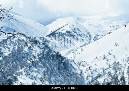 Hochgebirge in Georgien in der Winterzeit Stockfoto