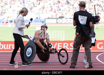 London, UK. 28. Juli 2013. vier Mal Paralympic gold Medalist David Weir gewinnt die T54 Meile im IPC international Challenge, Sainsbury's International Para Challenge, Sainsbury Jubiläumsspiele in London. Foto: Credit: Rebecca Andrews/Alamy Live-Nachrichten Stockfoto