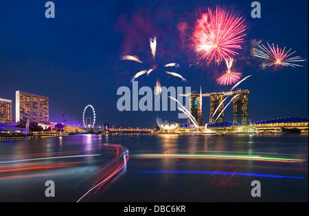 Singapur Feuerwerk Stockfoto