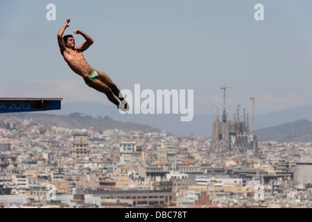 Barcelona, Spanien. 28. Juli 2013. Ivan Garcia von Mexiko (MEX) in Aktion während der Mens 10m tauchen Finale am 9. Tag der 2013 FINA Weltmeisterschaften, bei dem Piscina Municipal de Montjuic. Bildnachweis: Aktion Plus Sport/Alamy Live-Nachrichten Stockfoto