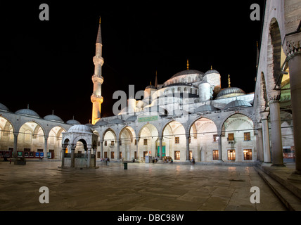 Die blaue Moschee in Istanbul in der Nacht Stockfoto