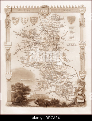 1840er Jahren viktorianische Karte von Buckinghamshire Stockfoto