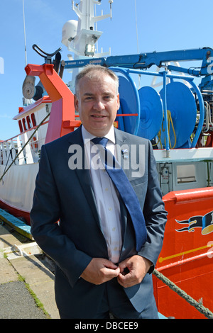 Richard Lochhead und der schottischen Kabinett Besuch Shetland Schottland Sommer 2013 Stockfoto