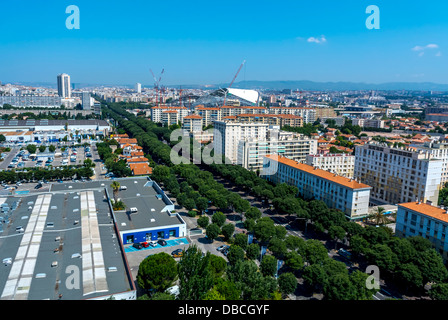 Marseille Frankreich, Überblick über den östlichen Teil der Stadt, (aus dem Gebäude 'Cité Ra-dieuse') Stockfoto