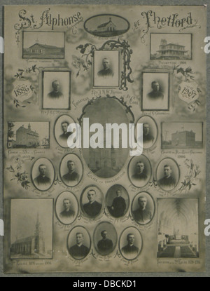 Dieses Bild zeigt St. Alphonse de Thetford, eine historische Stätte in Quebec, Kanada, die zwischen 1886 und 1907 aktiv war. Das Foto fängt seine Architektur und Umgebung ein und bietet einen Einblick in die kanadische Geschichte. Stockfoto