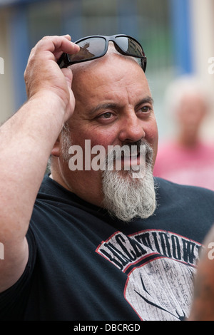 Regelmäßige UK Bike Meet und Bike Festival in der Marktstadt Calne in Wiltshire. Biker versammeln sich, um ihre Fahrräder zu zeigen und sich zu treffen. Stockfoto
