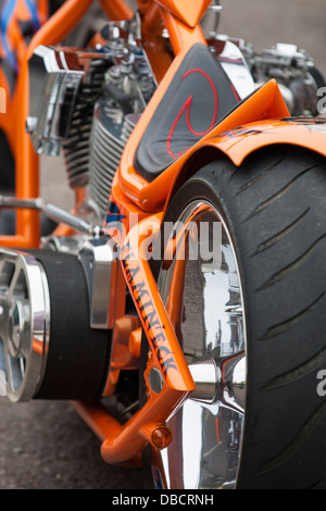 Regelmäßige UK Bike Meet und Bike Festival in der Marktstadt Calne in Wiltshire. Biker versammeln sich, um ihre Fahrräder zu zeigen und sich zu treffen. Stockfoto