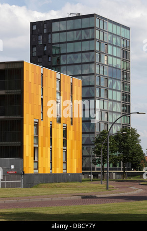 Chasse Park Gehäuse, Breda, Niederlande. Architekt: OMA, 2001. Wohnblocks in einem Park, entworfen von verschiedenen Architekten inkl. Stockfoto