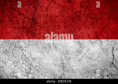 Flagge von Indonesien oder Indonesisch Banner auf grobe Metall Hintergrund Stockfoto