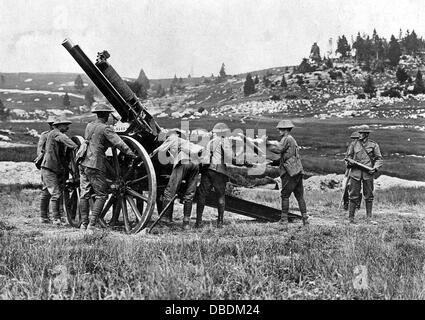 Britische Artillerie Stück während WW1 Stockfoto