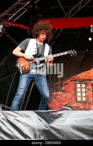 Andrew Stockdale Sänger der australischen Rock-Band Wolfmother im Big Day Out Festival, Sydney Showground, Sydney, Australien. Stockfoto