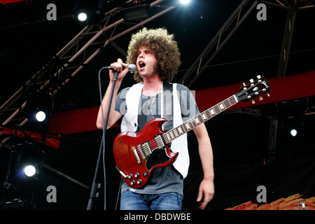 Andrew Stockdale Sänger der australischen Rock-Band Wolfmother im Big Day Out Festival, Sydney Showground, Sydney, Australien. Stockfoto