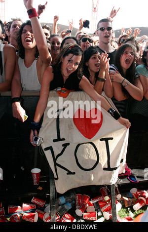 Kings of Leon Publikum am Big Day Out Festival, Sydney Showground, Sydney, Australien. Stockfoto