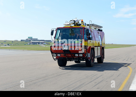 Sumburgh Fire Crew auf Übung an Sumburgh Flughafen Shetland Schottland