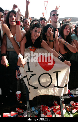 Kings of Leon drängen an die Big Day Out Festival, Sydney Showground, Sydney, Australien. Stockfoto