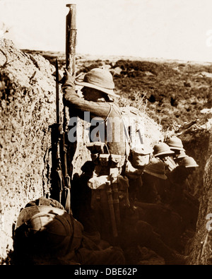 Dardanellen britische Soldaten mit einem Periskop in einem Graben im 1. Weltkrieg Stockfoto