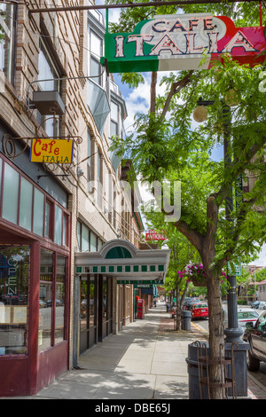 Geschäfte und Restaurants auf der Montana Avenue in der Innenstadt von Billings, Montana, USA Stockfoto