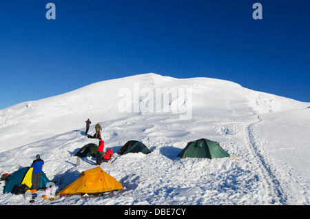 Zelten auf Mt Blanc, Französische Alpen, Haute-Savoie, Frankreich, Europa Stockfoto