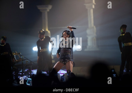 Rihanna live, Telenor Arena, Oslo, Norwegen. Diamanten in den Himmel-Welt-Tournee. Stockfoto