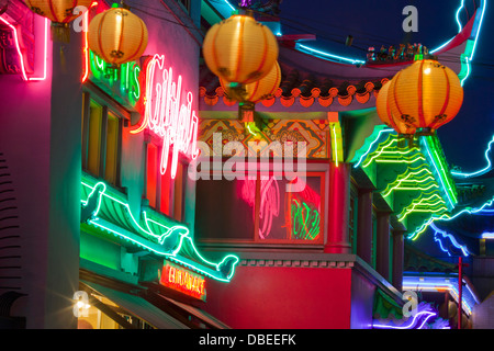 Chinatown in der Nacht, Los Angeles, Kalifornien Stockfoto