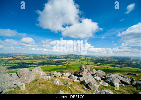 Die braun Clee und Shropshire Landschaft aus Titterstone Clee, Shropshire, England Stockfoto