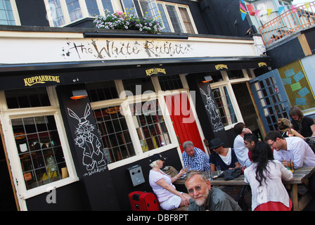 die weiße Kaninchen in Kensington Gardens North Laine Stadtteil Brighton, Vereinigtes Königreich Stockfoto