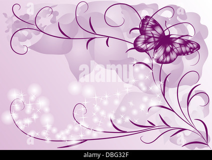 abstrakte Blumen Hintergrund mit Schmetterling Stockfoto