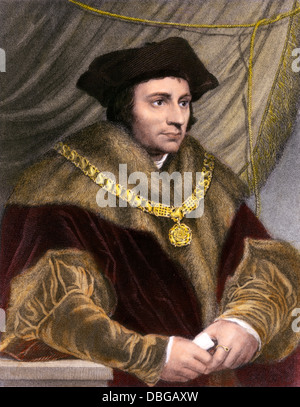 Englische Staatsmann Thomas mehr. Handcolorierte Stahlstich Stockfoto