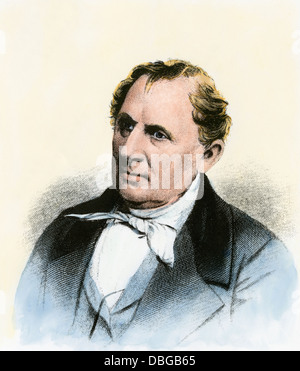 Amerikanische Autor James Fenimore Cooper. Handcolorierte Stahlstich Stockfoto