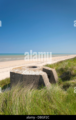 Frankreich, Normandie, d-Day Strände Gegend, WWII d-Day Invasion Utah Beach, Sainte Marie du Mont, Ruinen der deutschen Bunkern. Stockfoto